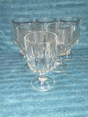 Vintage Libby Winchester Clear Ribbed Glass Goblets - Set of 6